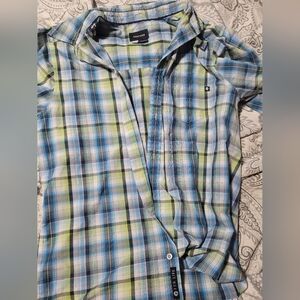 Marmot Men's Casual Blue Green Plaid Shirt Size Medium